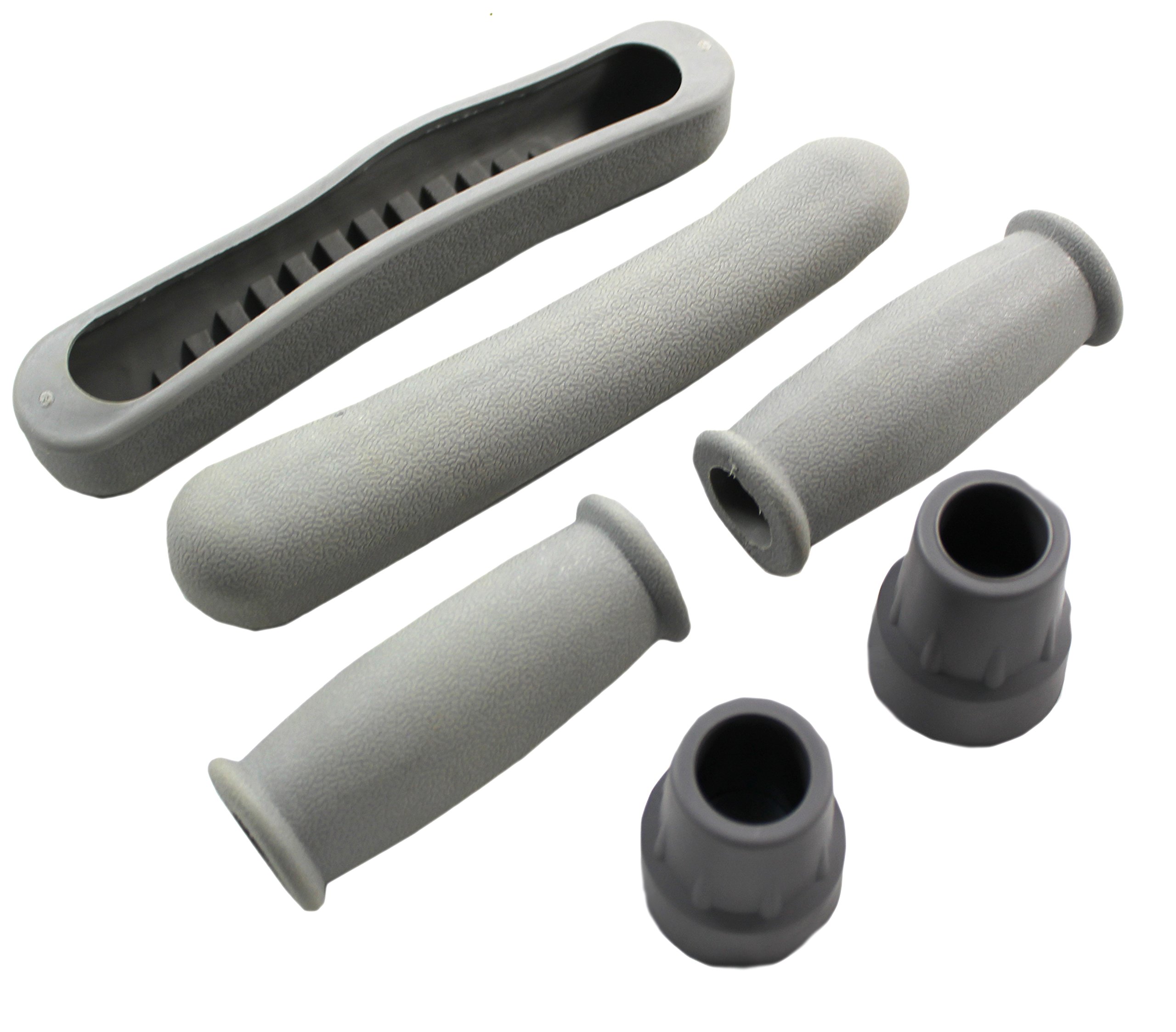 Cornucopia Replacement Crutch Parts Set, Comfortable Gray Rubber Pads
