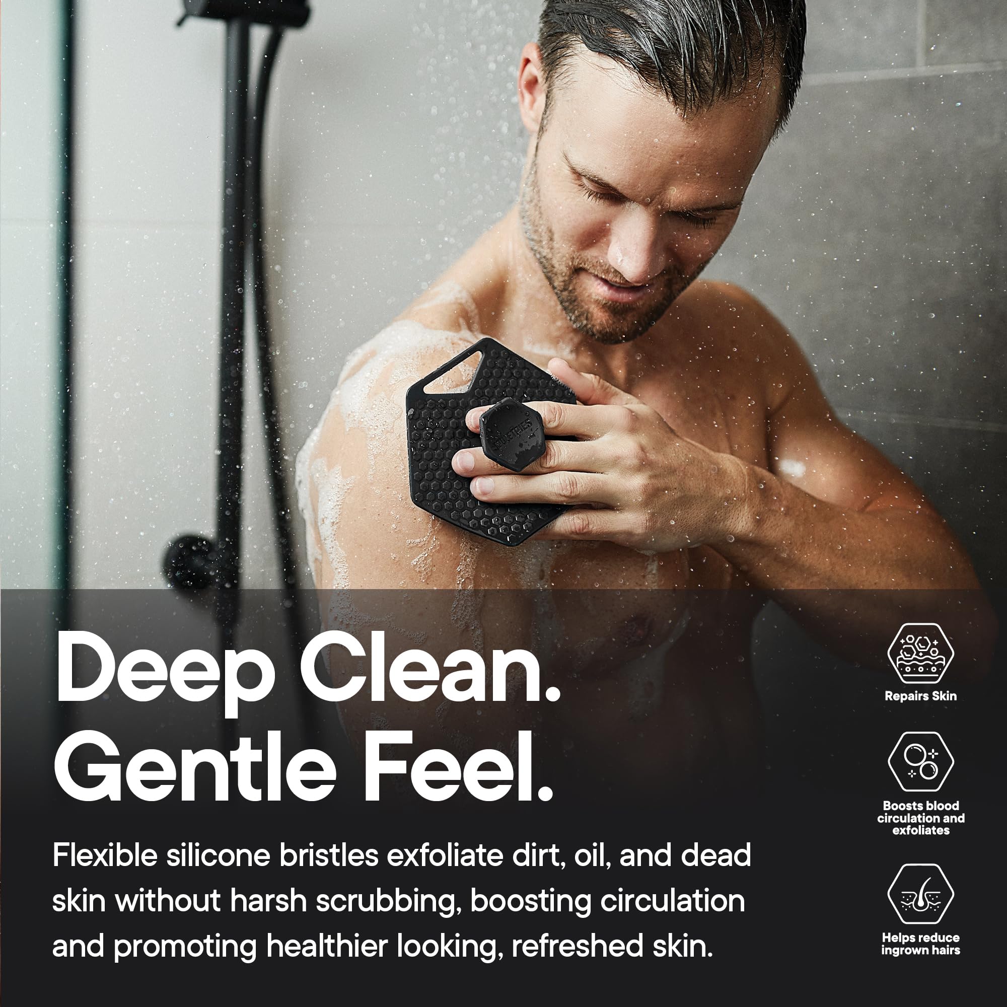 TOOLETRIES Ultimate Silicone Body & Face Scrubber Set - Charcoal
