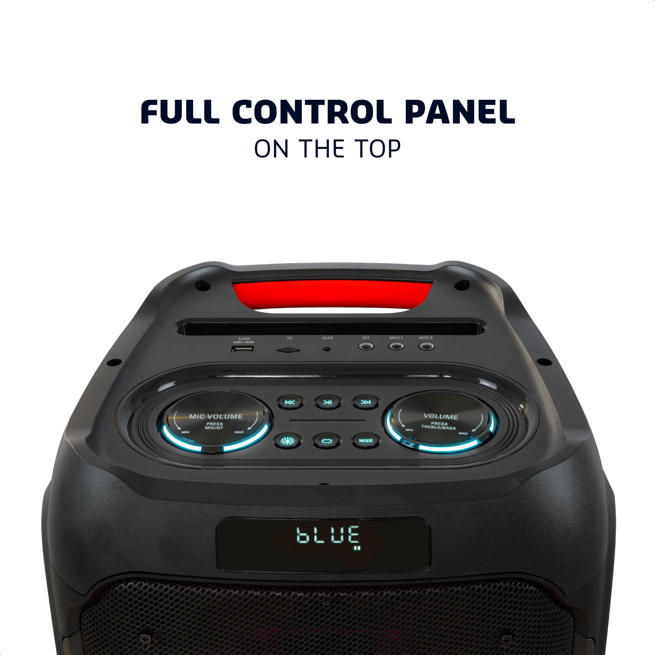 Ibiza - COLUMBA1200 - Altoparlante, potente baffle da 2x10"/25cm con batteria ricaricabile - Bluetooth, Micro-SD, USB, Aux, 2 MIC IN, 1 GT IN - TWS - LED infinito multicolore - Maniglia e ruote