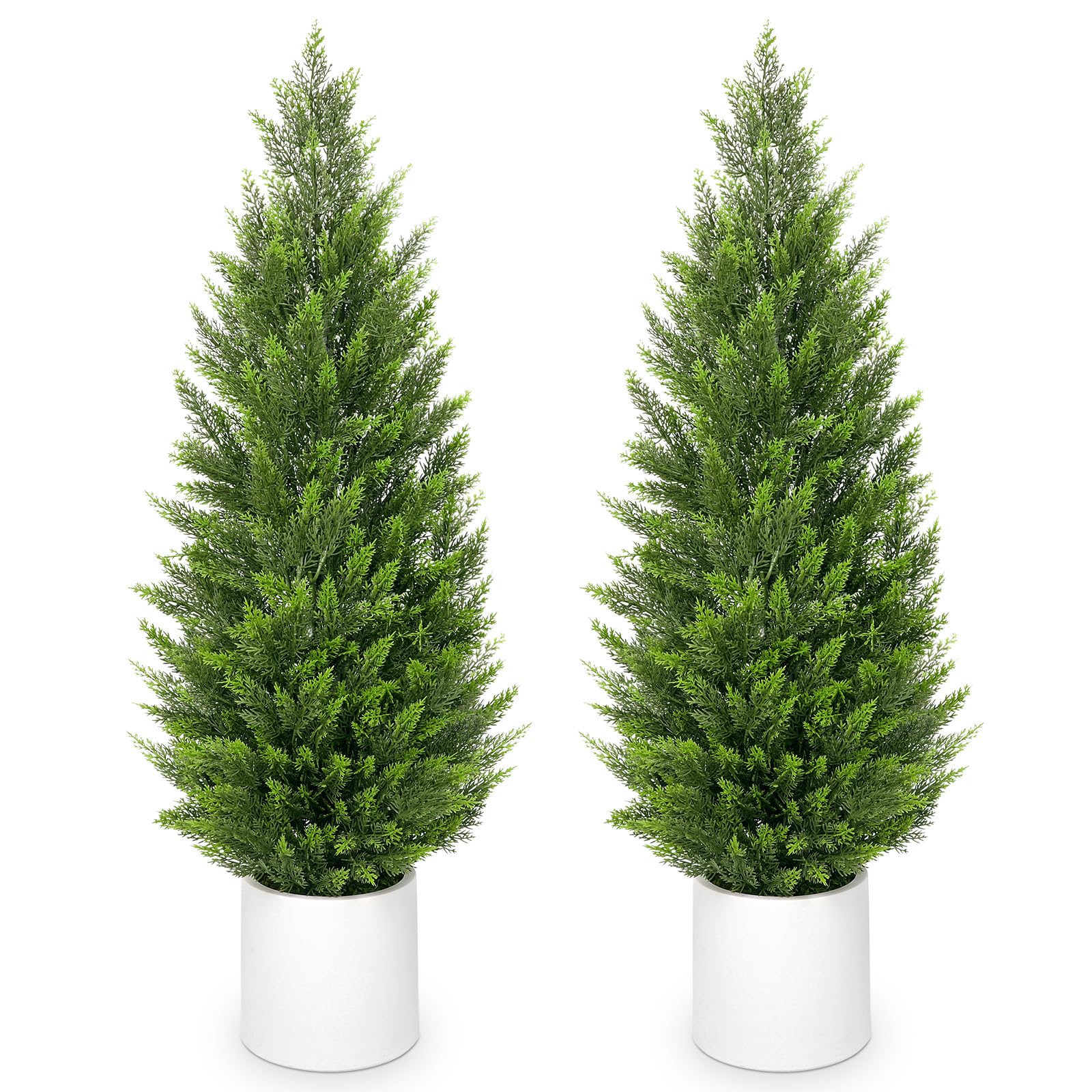 Hollyone 2PCS Artificial Cypress Trees, 4FT Fake Topiary Trees with Detachable Trunks, Decorative Faux Topiaries for Indoor&Outdoor Home Decor Garden Balcony Patio Entryway (120CM) — image 1