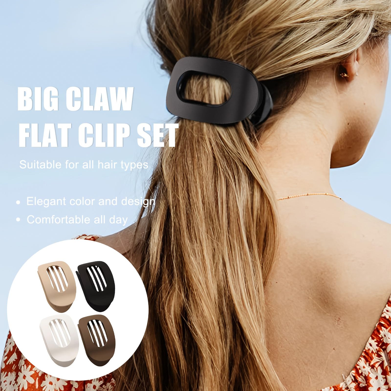 Flat Hair Claw Clips for Women Curved Design French Hair Clip - Image 2