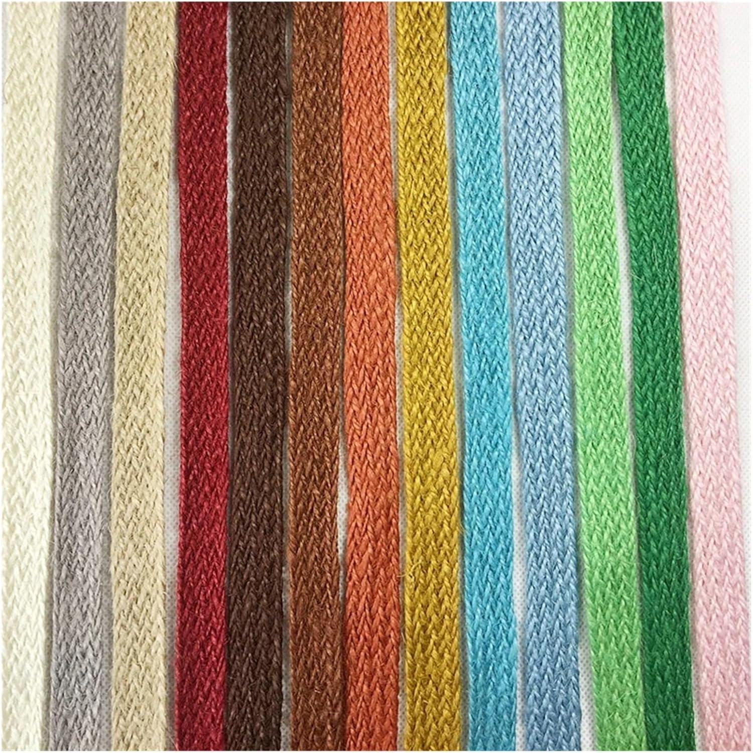 1 Pcs Colorful Flat Hemp Rope, Handmade DIY Woven Storage Basket, Flower Pot, lace Ribbon, Decorative Rope Accessories, 1.5cm X 10m(White)