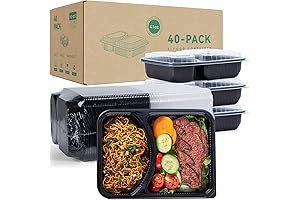 YANGRUI 40-Pack 2 Compartment Meal Prep Food Storage Containers