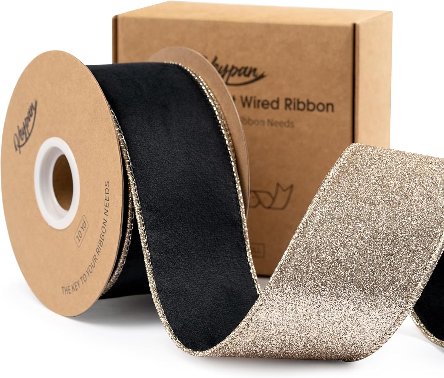 Keypan Black Velvet Christmas Ribbon Wired 21/2 Inch Wide