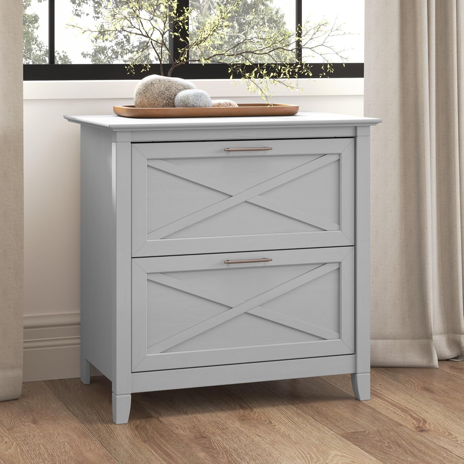 Bush Home Key West 2 Drawer Lateral File Cabinet in Cape Cod Gray, Document Storage for Home Office, Accent Chest with Drawers