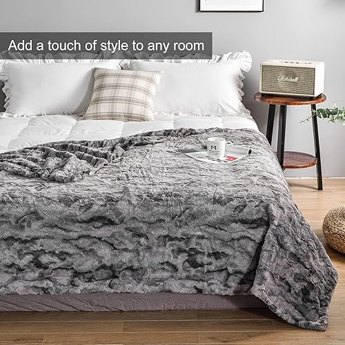 Miniatura 6 de Soft Luxuries - Manta de gran tamaño, 60 x 80 pulgadas, cálida, esponjosa, gruesa, cómoda, suave, de piel sintética para el otoño, para sofá, cama,