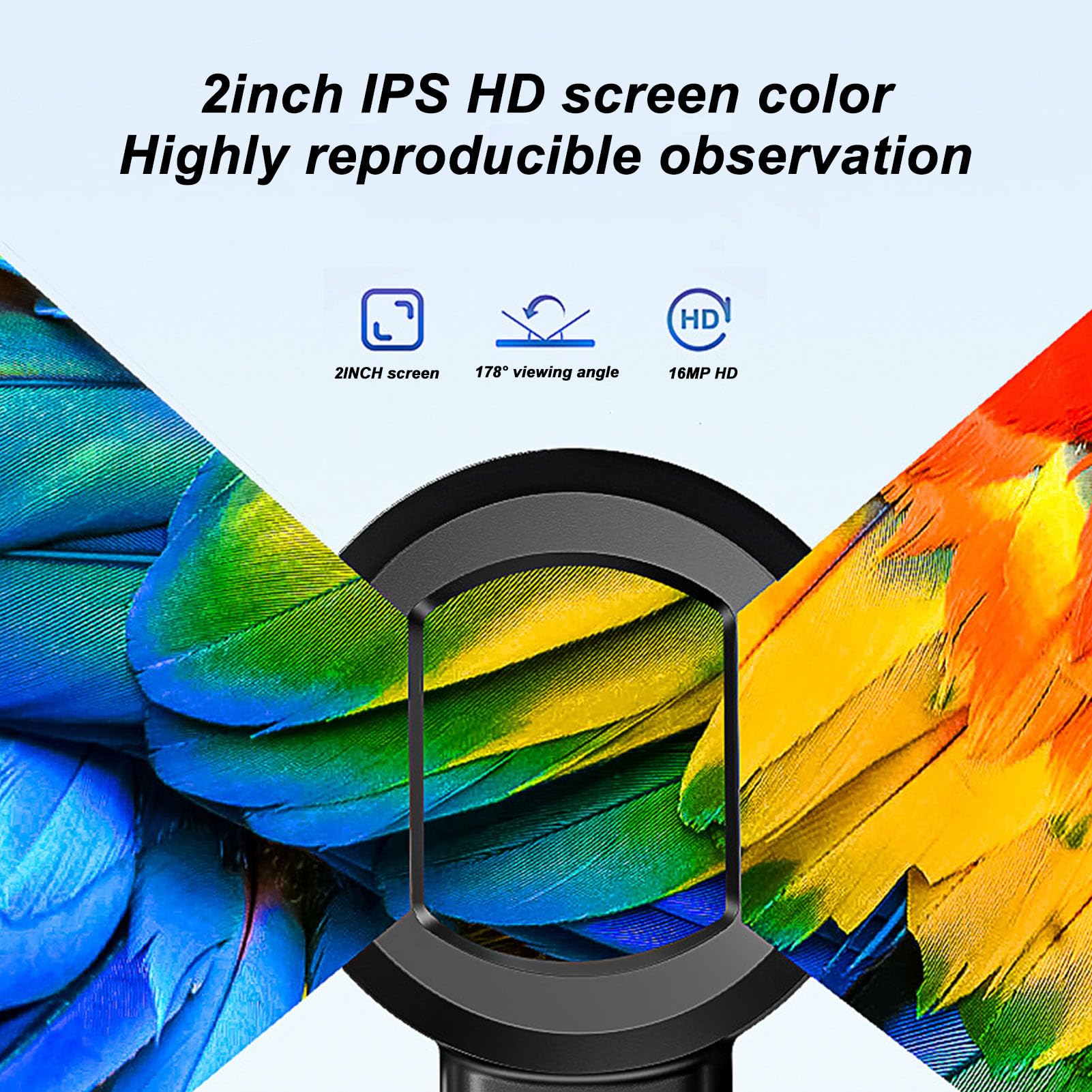 Lupa Digital, Lupa de Mano 50x con Cámara de 2 Pulgadas de 16 MP y Control de Software Compatible, Ayudas Visuales con Vistas de 178 Grados, Modo de Fuente de Luz Doble y (Black)