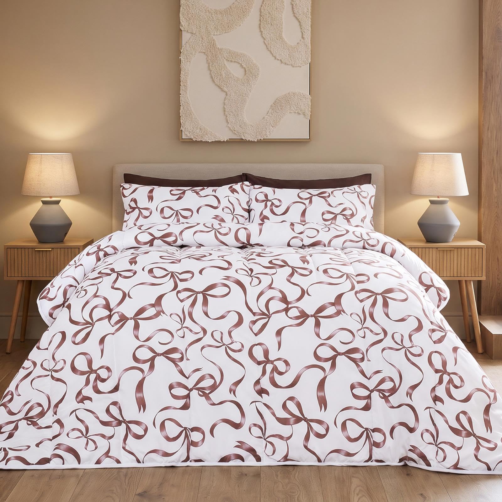 OHS Ribbon Bow Coverless Duvet King Size, 10.5 Tog Quilt - Ivory/Natural