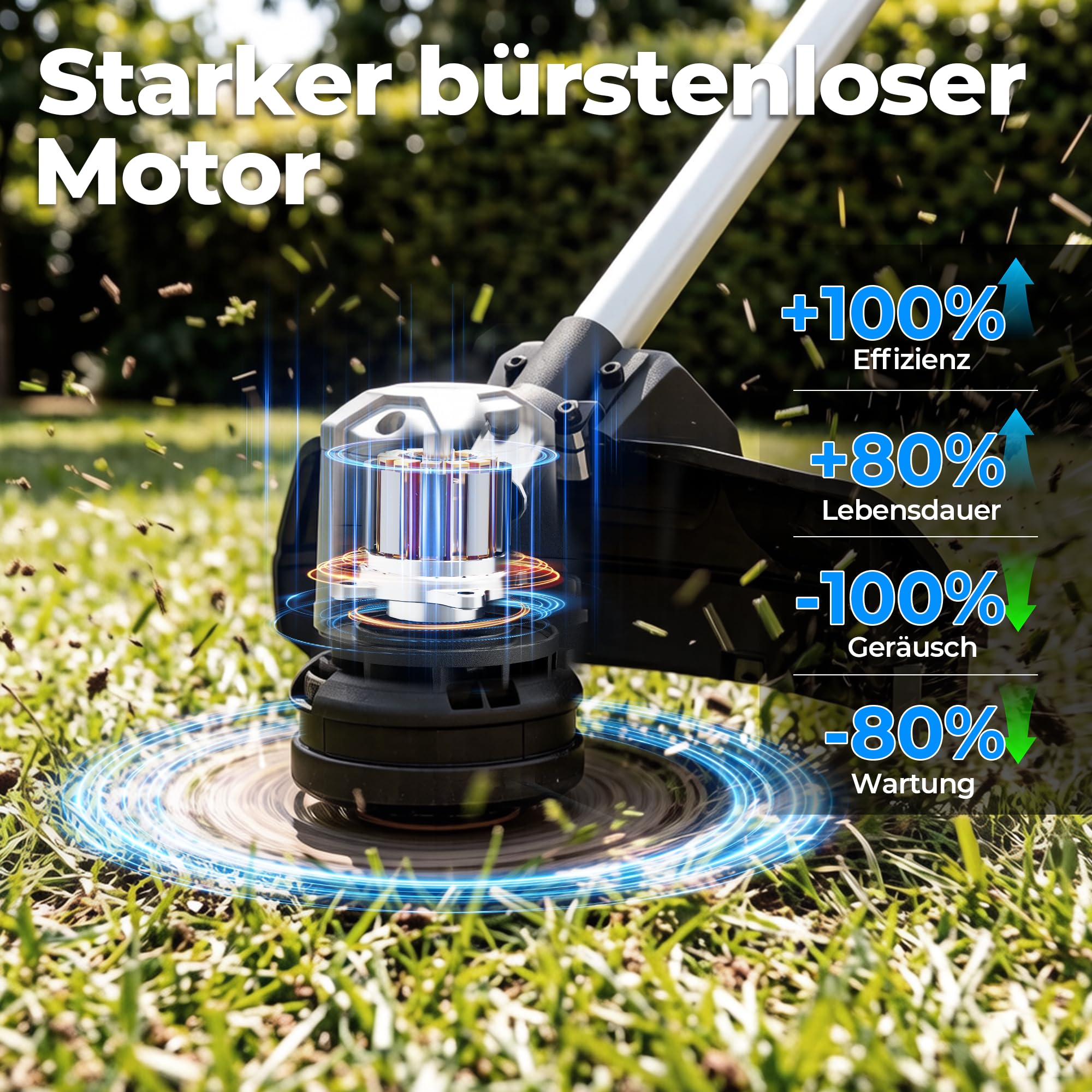 Dong Cheng Akku Rasentrimmer & Kantenschneider 40V, 33cm Schnittbreite | TIPP-Automatik, 2x2,0Ah Akku, 2,0mm Doppelfaden, Bürstenloser Motor, 2 Gang für große Gartenflächen, Blumenbeete & Zaunkanten