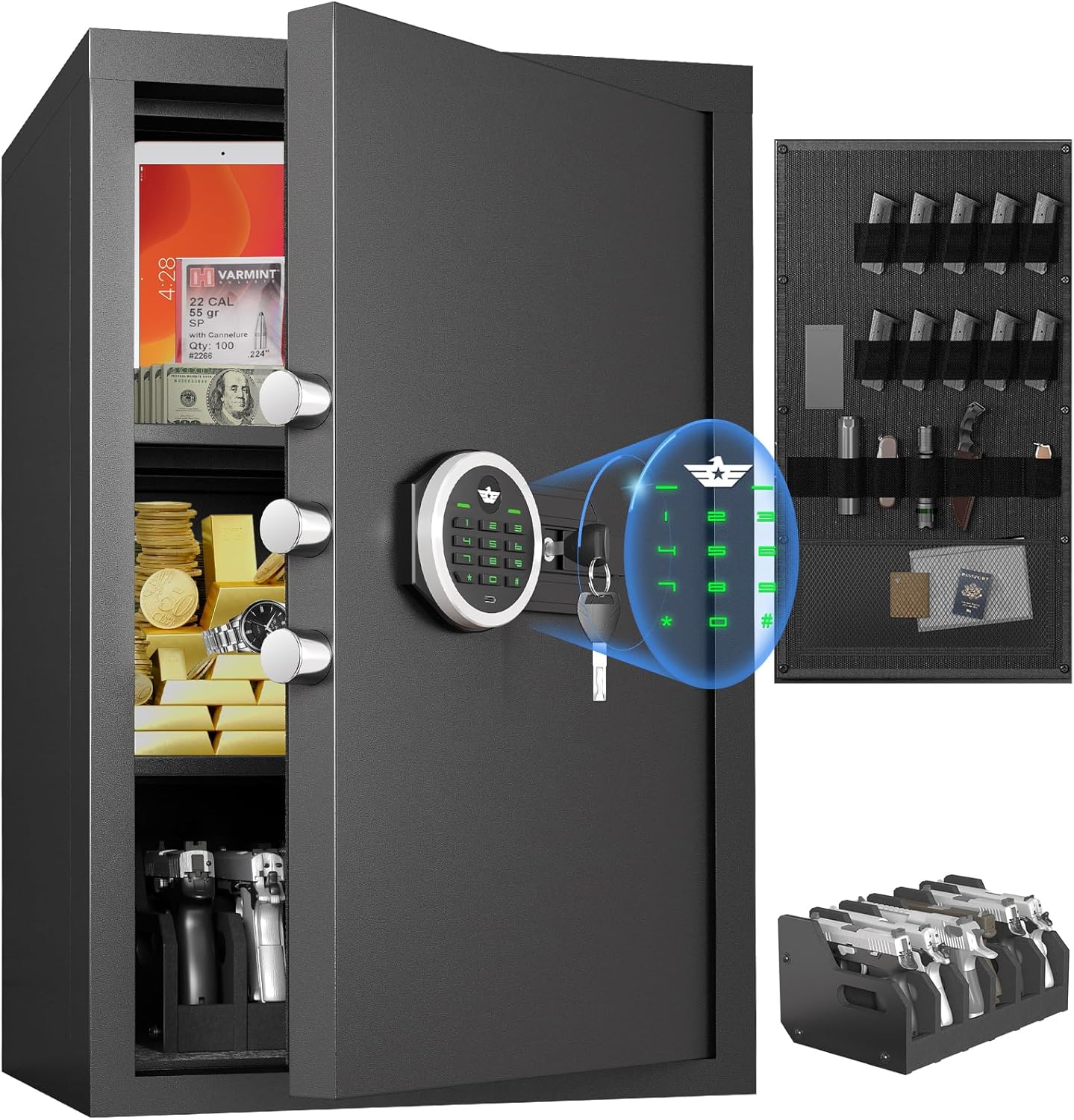 Riflevault 6.0 Cu ft Digital Money Safe with open door showing interior and keypad
