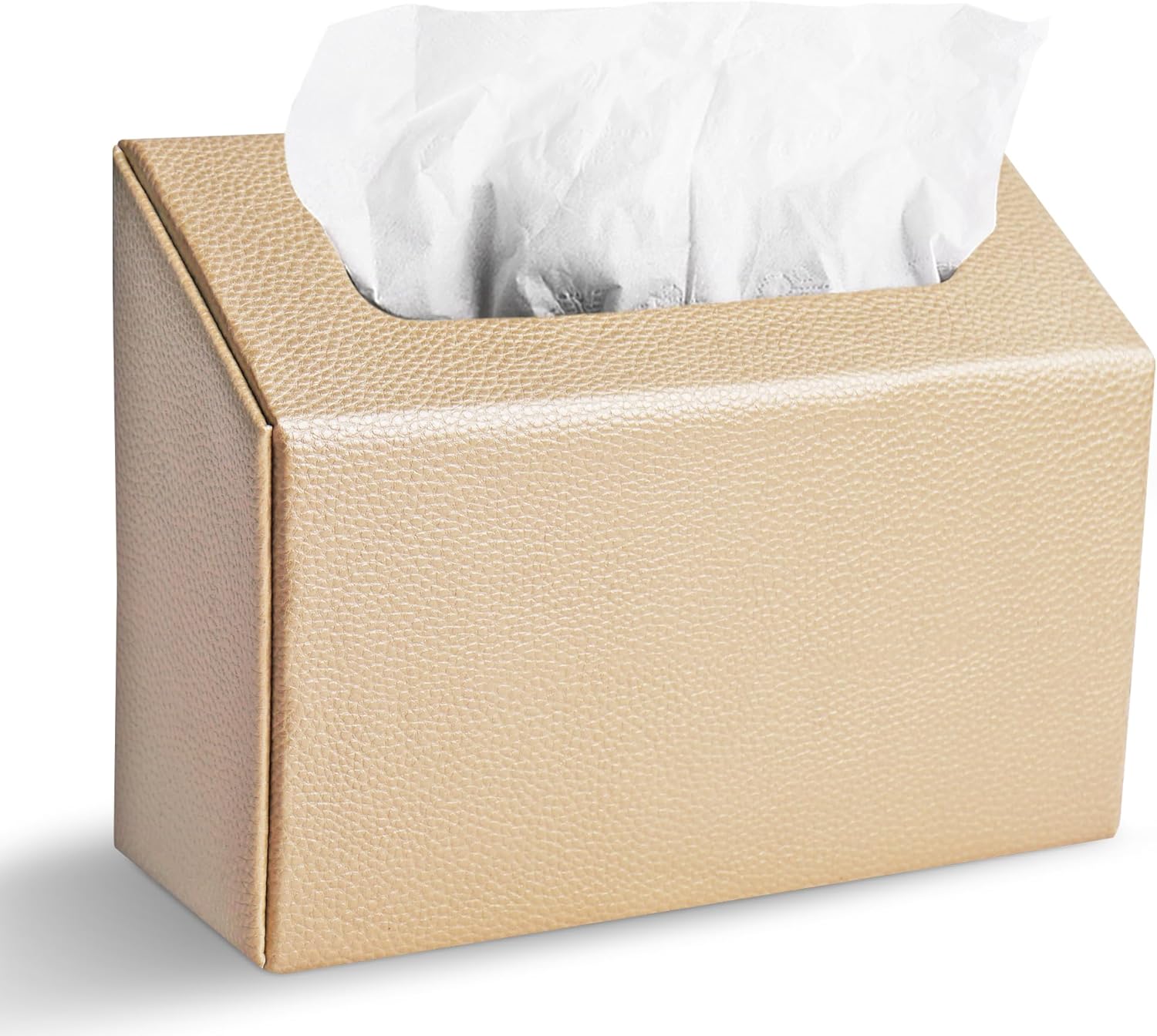 QIELIZI Hand Towels Box Cover,PU Leather Tissue Box Cover Holder Compatible with Kleenex Disposable Paper Hand Towels Suitable for Dining,Kitchen,Bathroom(1-Lychee Gold)