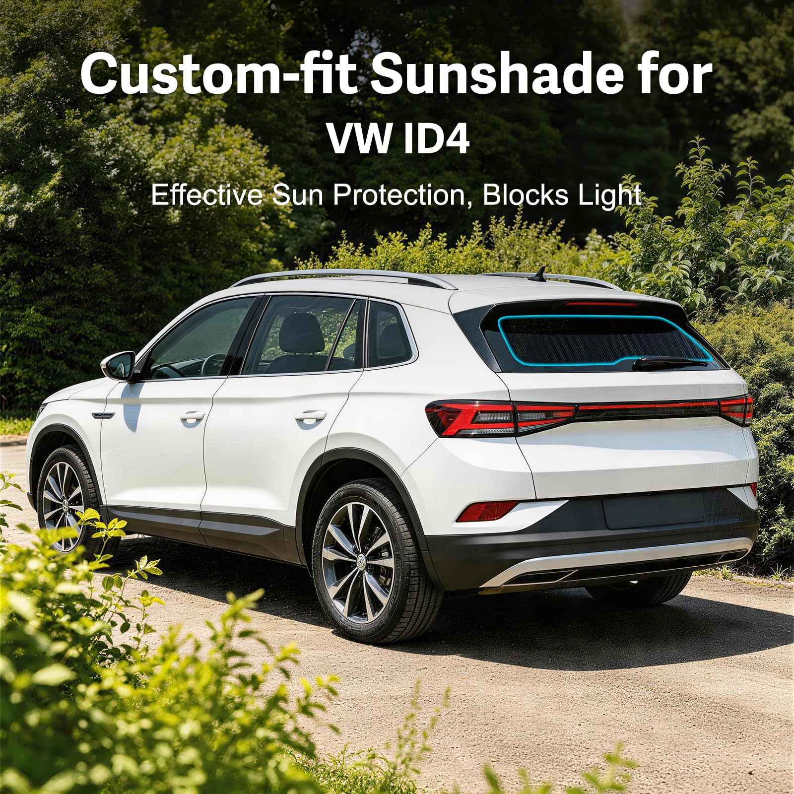 ZATOOTO Pare Soleil pour VW ID4 Lunette arrière,Intimité,Maille,Camping | 1PCS,Ajustement précis,Installation facile,Intimité,Protection du coffre,Pliable,Vue dégagée,Durable