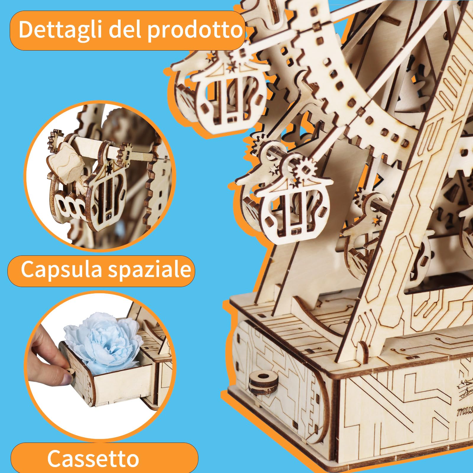 Music Park Puzzle 3D Legno Ruota Panoramica Steampunk - Kit Fai Da Te Creativo Adulti Con Carillon, Passatempo Per Adulti, Regalo Di Compleanno