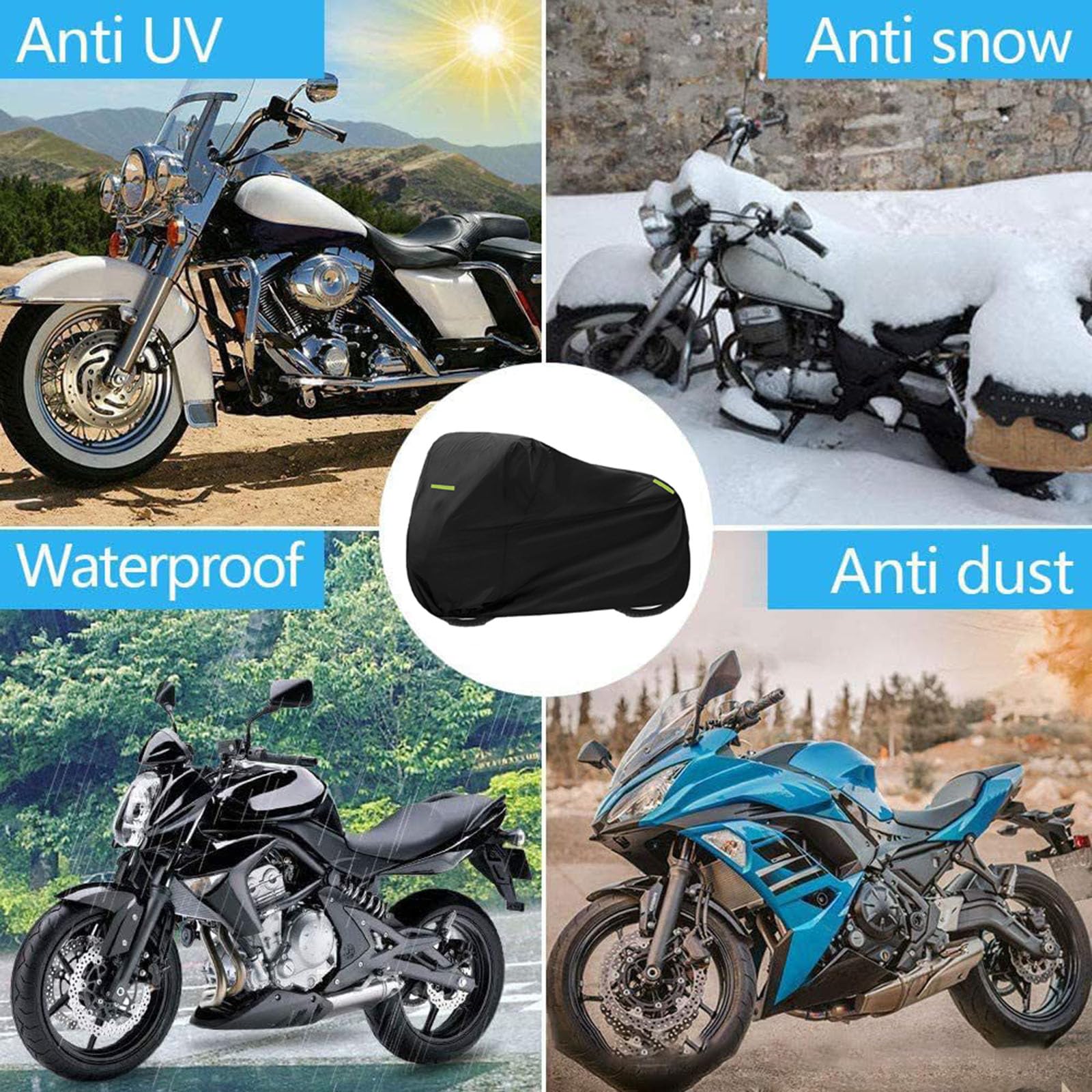 Telo Coprimoto Per Honda CBR650R E CB650R | Copertura Esterna 210D | Antipioggia, Antipolvere, Antivento | Con Strisce Riflettenti E Fibbie Antivento