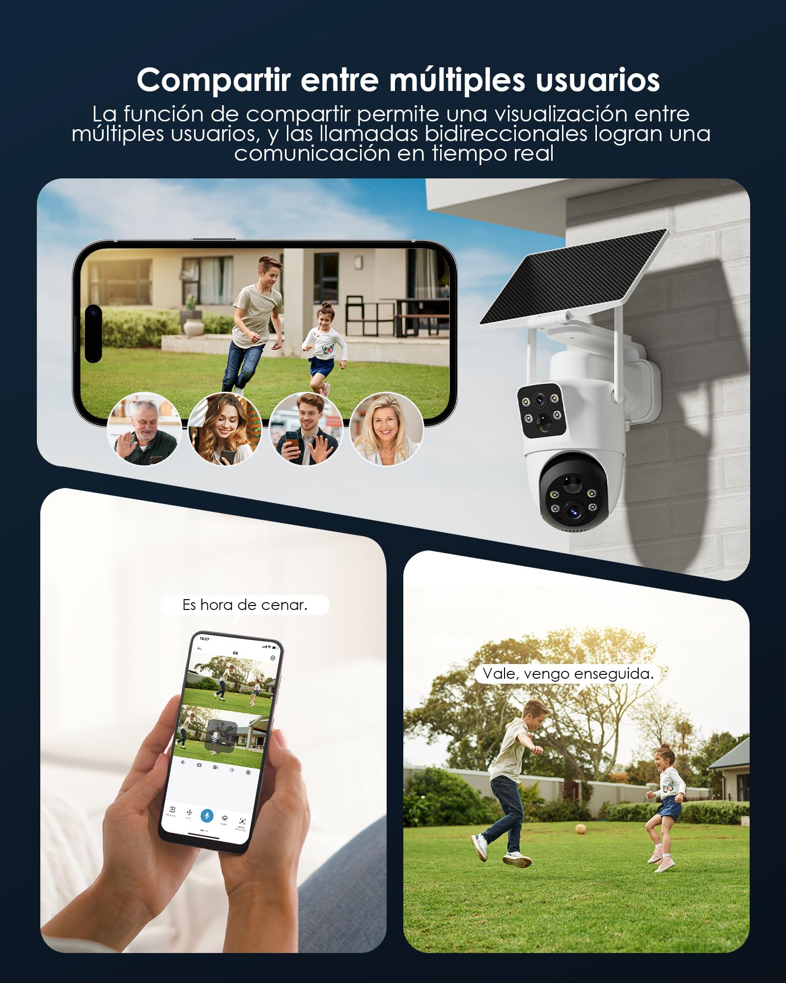 CZEview 4MP Cámara Vigilancia WiFi Exterior Solar con Lentes Duales PIR, Sin Cable, 2.4GHz Wi-Fi Cámara IP65, Batería 10000mAh, 360° PTZ, Visión Nocturna Color, Audio Bidireccional, Sirena | Lente doble, detección de movimiento dual PIR, 2.4GHz WLAN cámar