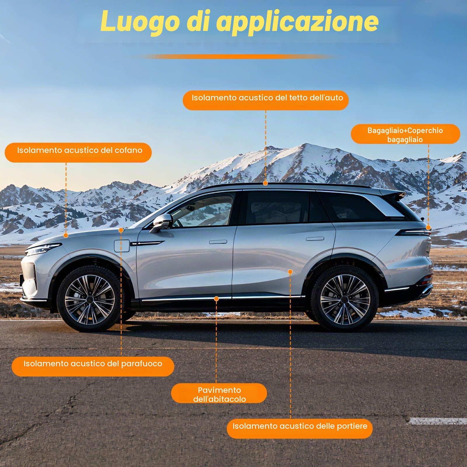 12 tappetini isolanti per auto, 5 mm, isolamento acustico, 40 x 25 cm, protezione acustica, per vano motore, 1 mq, isolamento acustico, autoadesivo, per isolamento acustico, isolamento, ignifugo