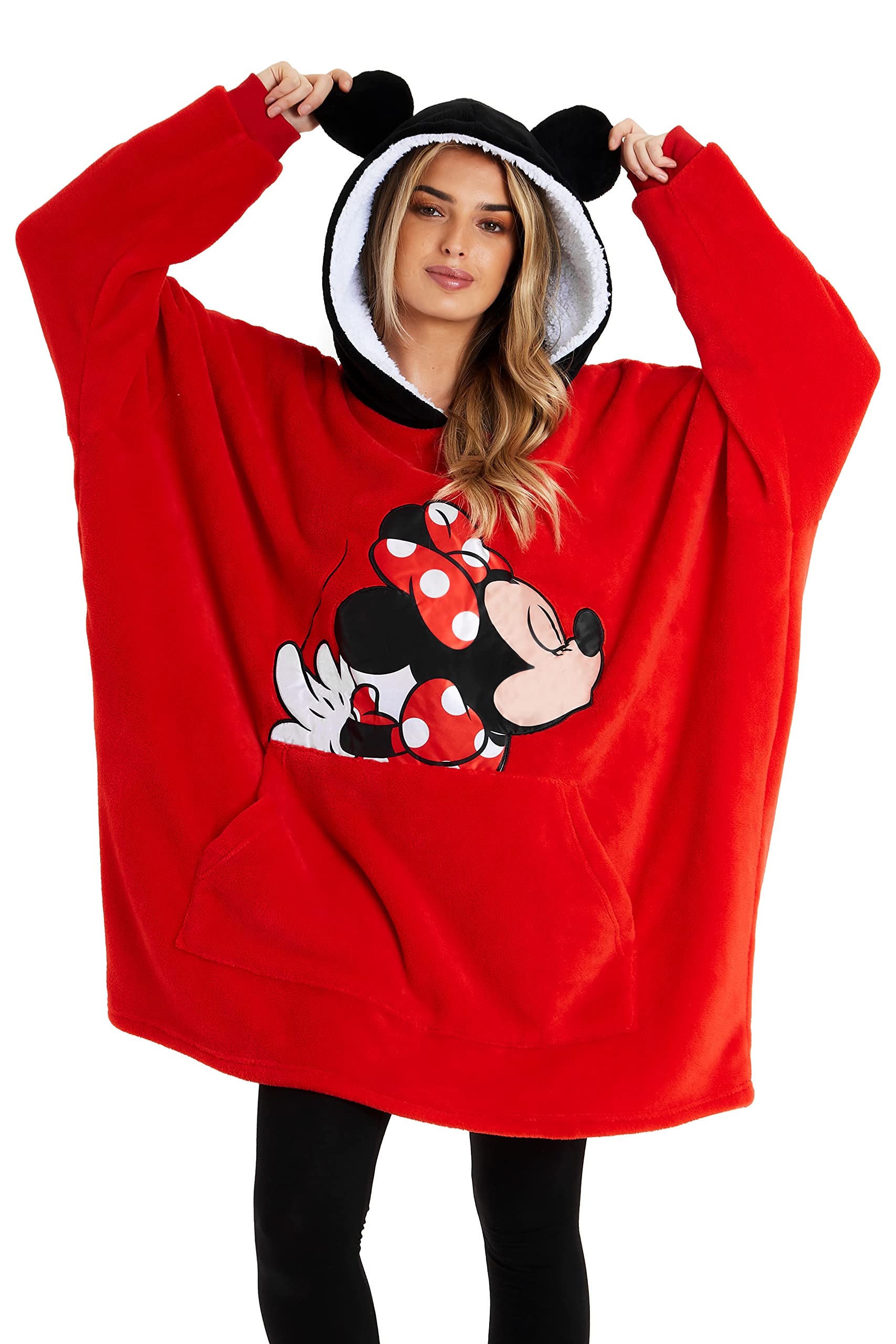 Disney Felpa Donna con Cappuccio, Oversize Blanket Hoodie Calda di Pile Minnie e Mickey