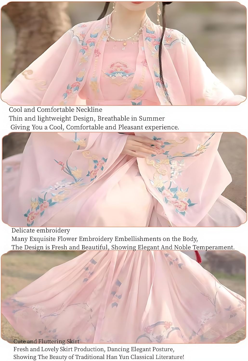Chinese Traditional Clothing Embroidery Ancient Large Sleeve Shirt Women's Performance Hanfu Dresses