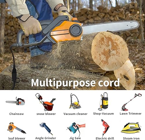 Miniatura 7 de HUANCHAIN Cable de extensión negro de 50 pies para exteriores, impermeable, cable de alimentación flexible 162 para clima frío, 2 puntas, 13A 16AWG