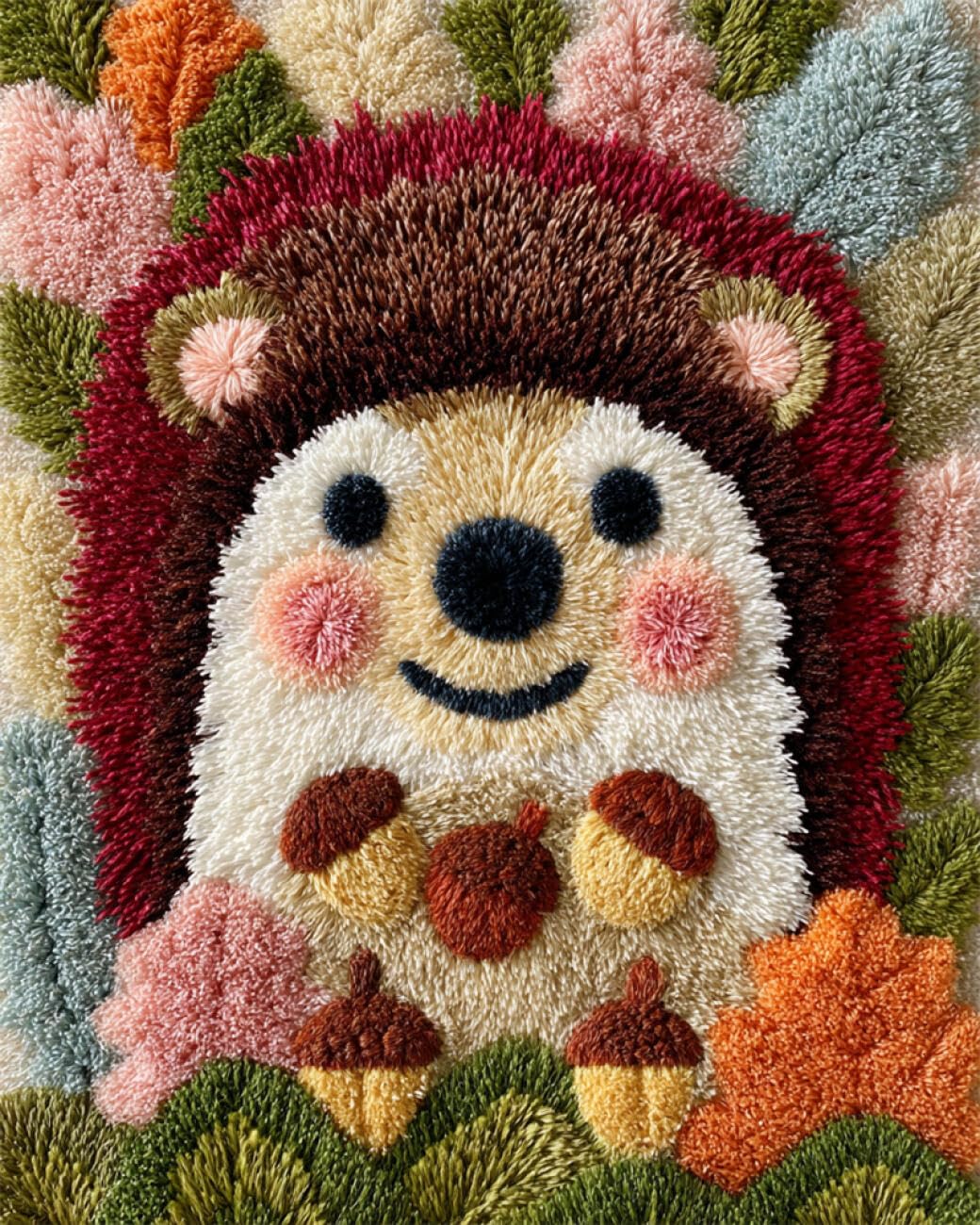 AxiangziK Animal DIY Latch Hook Rugs Kits Cartoon Hedgehog DIY Rug Making Kits for Aldult Tapestry Set Embroidery Carpet Doormat Gift 21x29in
