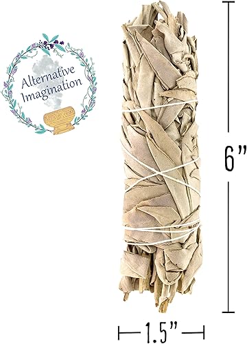 Vista 2 de Paquete de 2 palitos de salvia blanca – Varillas de manchas naturales de 6 pulgadas para kit de manchas de salvia, accesorios de meditación