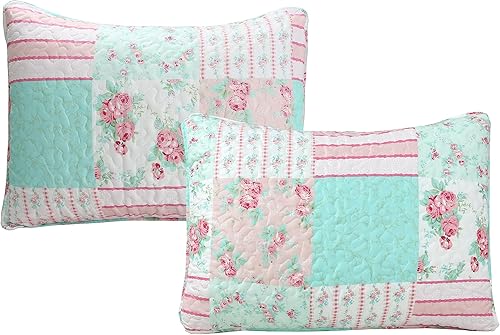 Miniatura 4 de Cozy Line Home Fashions Juego de ropa de cama acolchada de 4 piezas, flor de primavera, floral, rosa rosa, ligero, para todas las estaciones