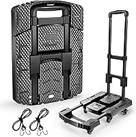 VoipvviiDirect Folding Hand Truck 500lbs - 6 Wheel Heavy Duty Collapsible Dolly Cart with Ropes for Travel, Moving & Luggage
