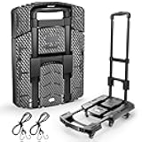 Folding Hand Truck 500lbs, Portable Heavy Duty Dolly Cart, 6 Wheels Collapsible Luggage Cart with 2 Elastic Ropes - Compact Trolley Cart for Easy Moving - Ideal Hand Cart for Travel and More
