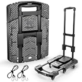 Folding Hand Truck 500lbs&comma; Portable Heavy Duty Dolly Cart&comma; 6 Wheels Collapsible Luggage Cart with 2 Elastic Ropes - Compact Trolley Cart for Easy Moving - Ideal Hand Cart for Travel and More