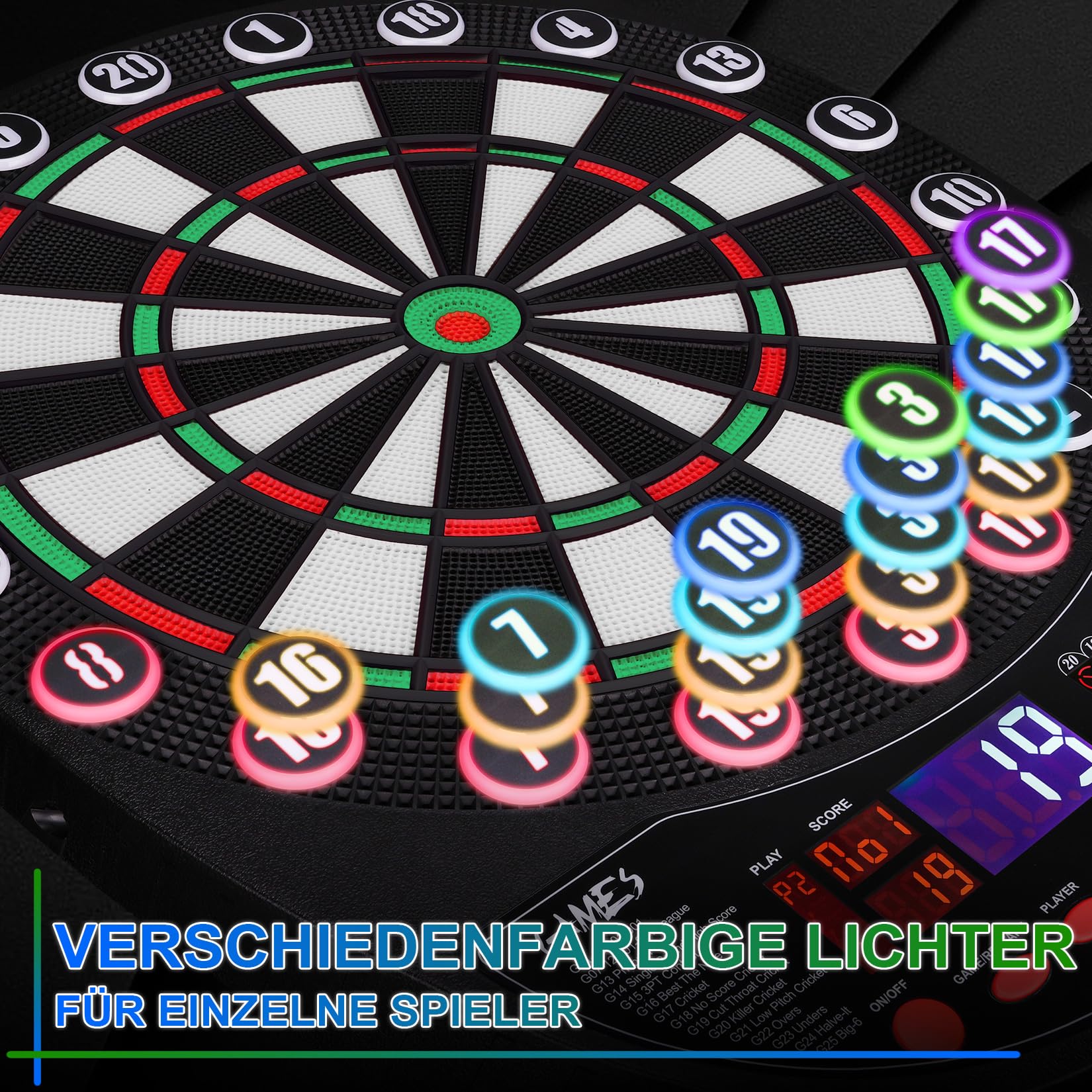 WIN.MAX Bersaglio Freccette Elettronico - 34 Giochi, 354 Varianti, Con Dardi E Custodia - Foto 7