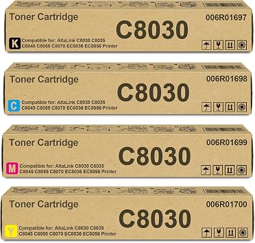 AltaLink C8030 C8035 C8045 Toner Cartridge High Yield 006R01697 006R01698 006R01699 006R01700 Compatible for Xerox AltaLink C8030 C8035 C8045 C8055 C8070 Printer4-Pack,Black Cyan Magenta Yellow