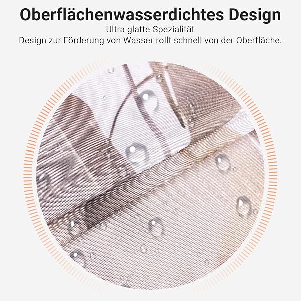 Lerores Duschvorhang 180x200cm Grau Herbstblätter, Beschwerter Saum Antischimme, Wasserabweisend, Waschbar Polyester Badevorhänge mit Ösen und 12 Duschvorhangringen für Badezimmer, Badewanne - 3