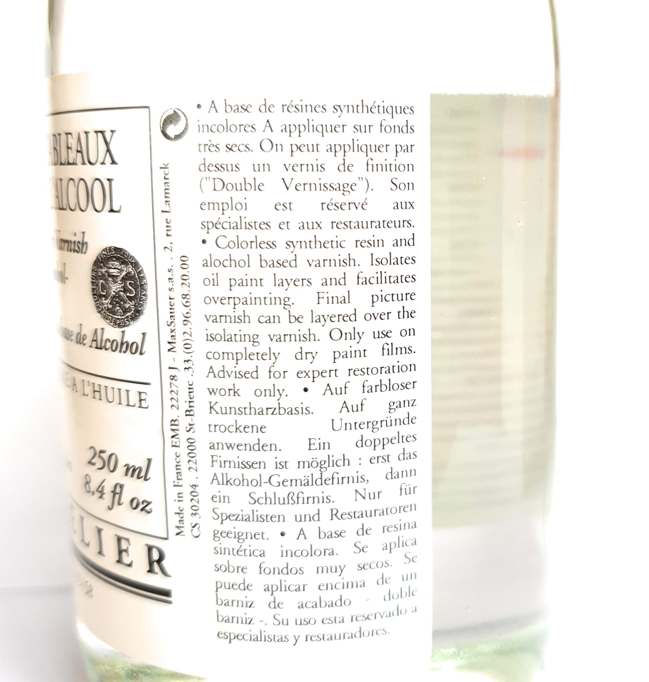 VERNIS A TABLEAUX ISOLANT A L'ALCOOL - PEINTURE A L'HUILE - 250 ML