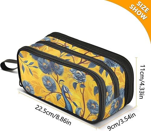 Miniatura 3 de Bolsas de lápices de nylon para la escuela neo-realismo pavo real mantequilla amarillo azul gran capacidad arte lápiz caso papelería bolsa para