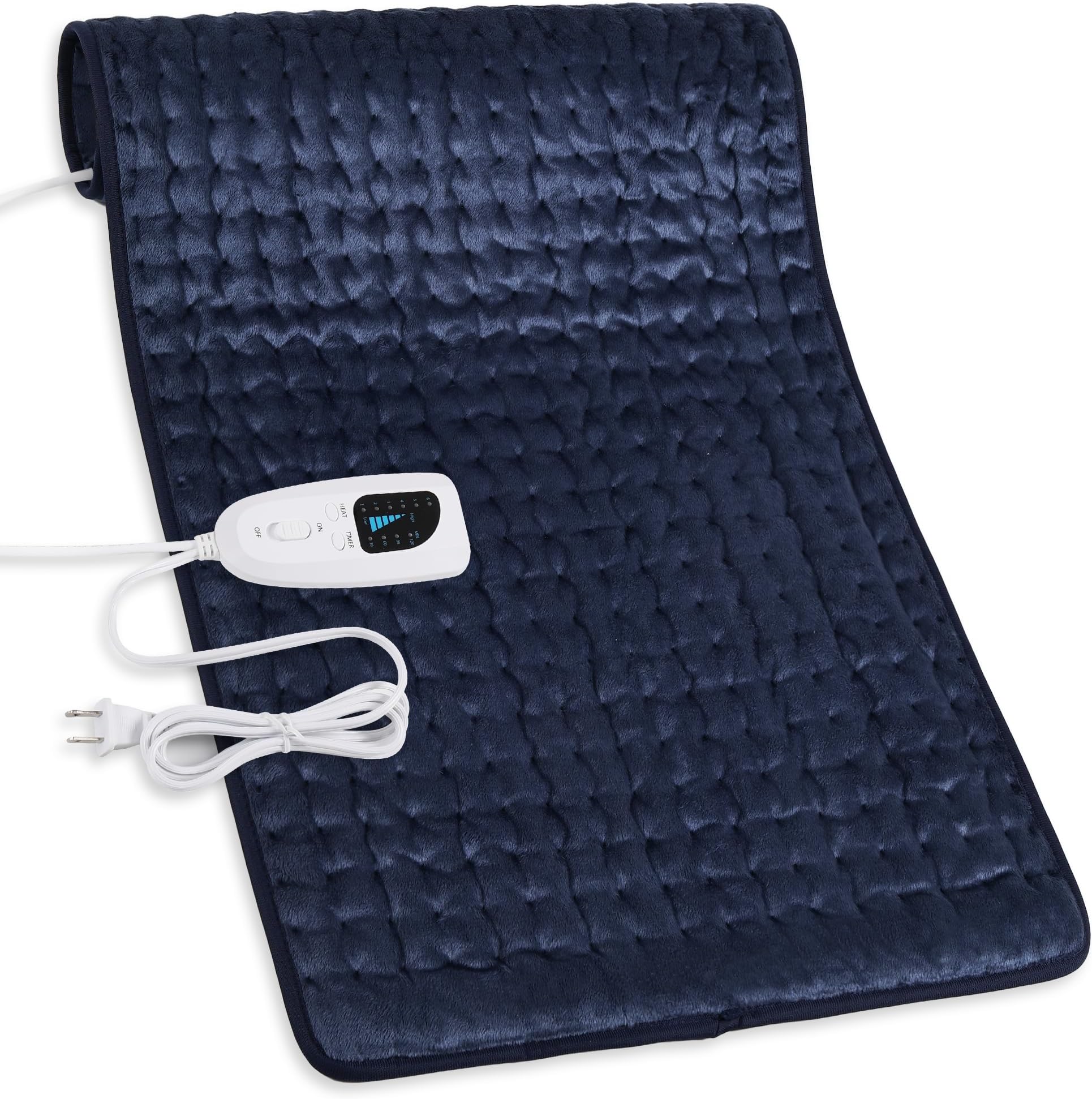 Deepsoon Heating Pad,Electric Heating Pads for Back,Neck,Abdomen,Moist Heating Pad for Shoulder,Knee,Arms,Legs,Dry/Moist Heat & Auto Shut Off,Christmas Gifts for Men and Women,Navy Blue,33x17 Inch