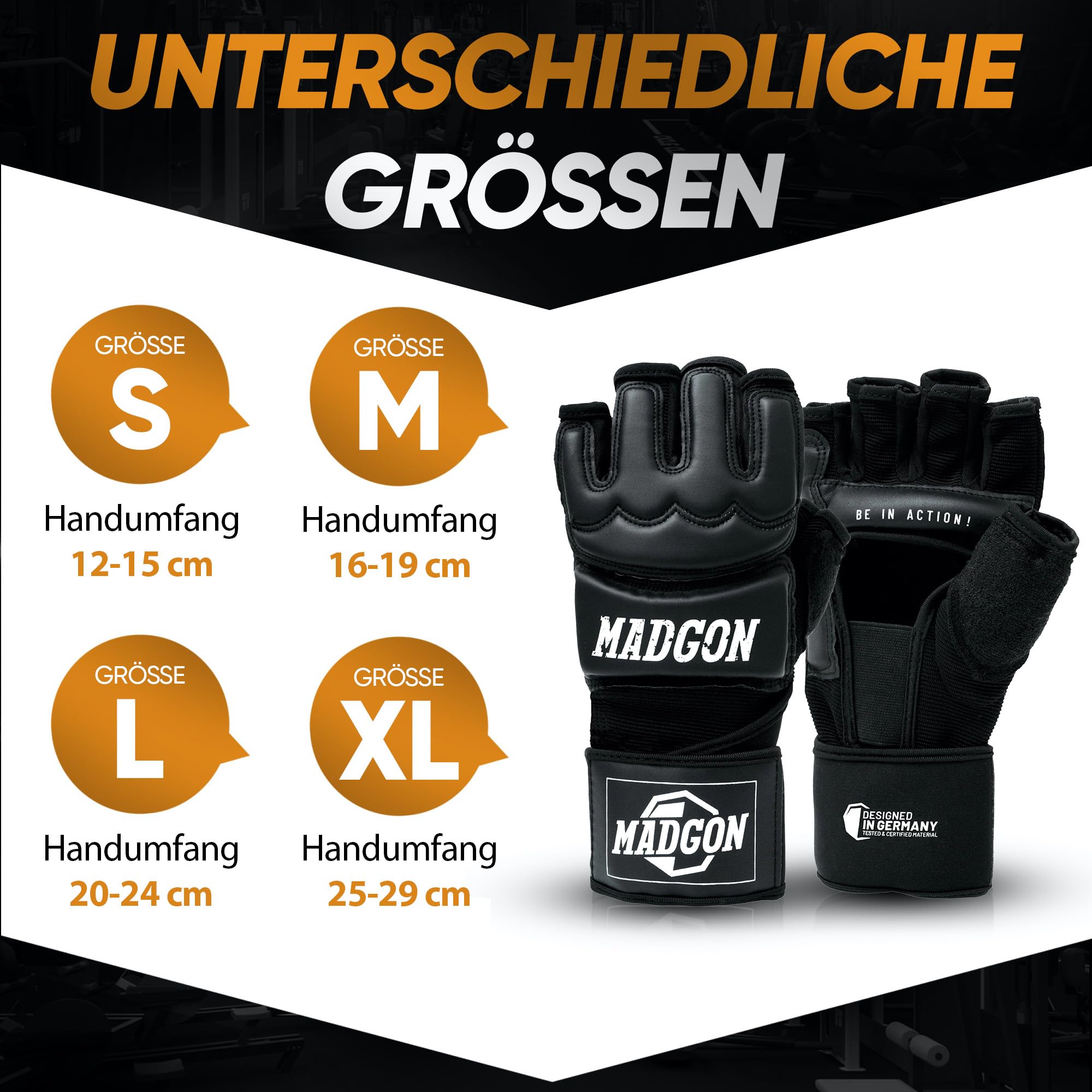 MADGON Guanti MMA Professionali per Boxe, Allenamento con Sacco, Grappling