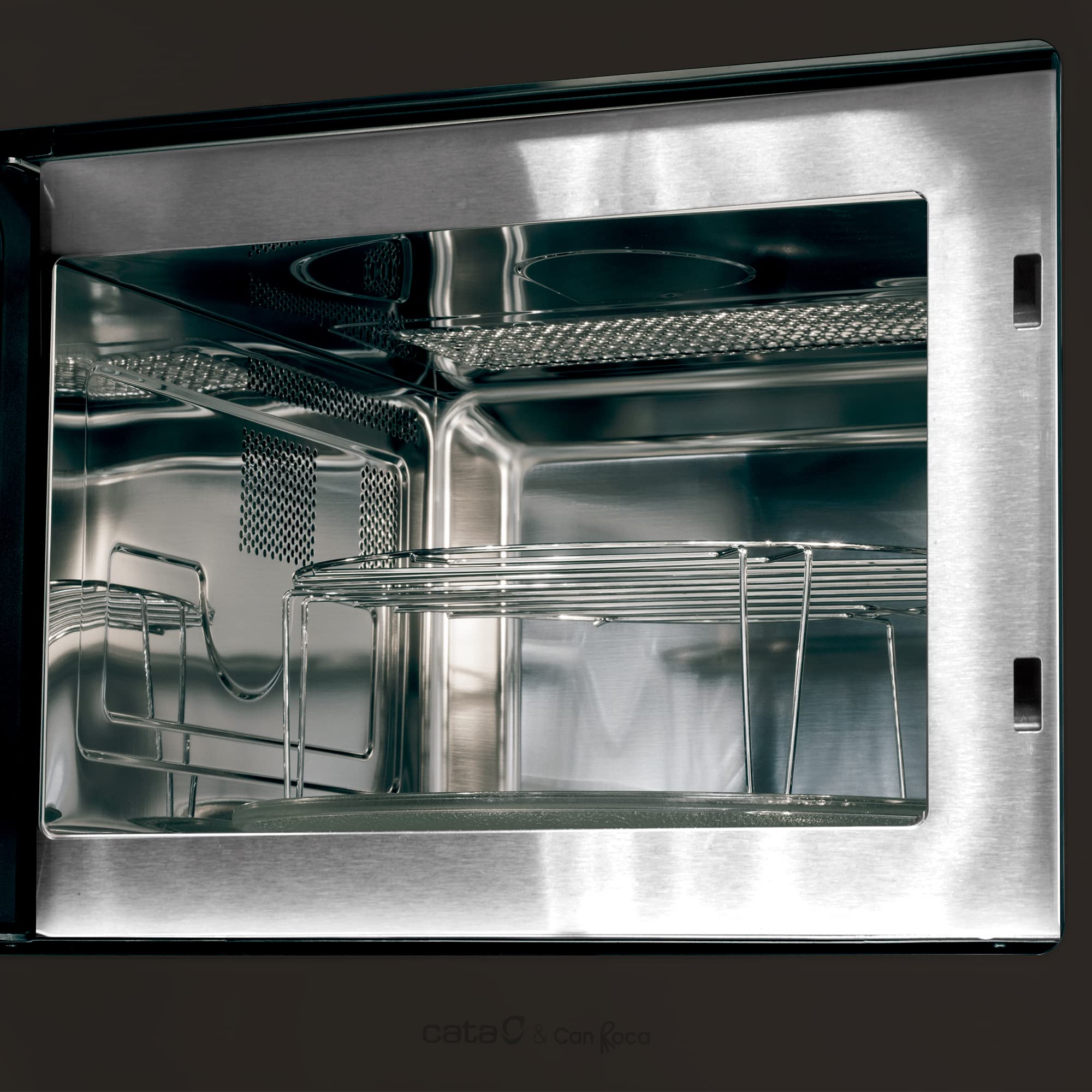 Mikrowellengerät Einbaumikrowelle 25L spanischen Markenhersteller CATA Mikrowelle 60 cm mit Einbaurahmen/ Quarzgrill/5 Leistungsstufen/900 W Ausgangsleistung/1,4 kW Aufnahmeleistung/ Edelstahlausführung /elektronische Programmierung /8 gespeicherte Progra