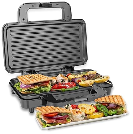 GIONEE Big Jumbo bread XL Size deep Fill Electric Automatic Grill Sandwich Maker/Toaster Machine with Fixed Non Stick Plates for Home use 1000 W, (Silver)