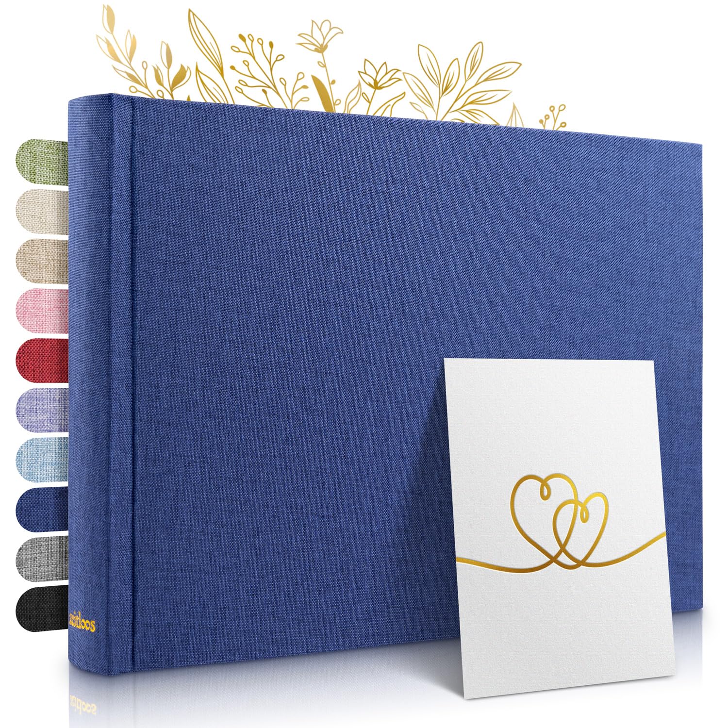 Zeitloos Fotoalbum zum Einkleben - Platz für 150 Fotos - echtes Leinen - Fotobuch 21 x 28 cm in Gold Beige - 50 weiße Seiten - Fotoalben sind das perfekte Geschenk.