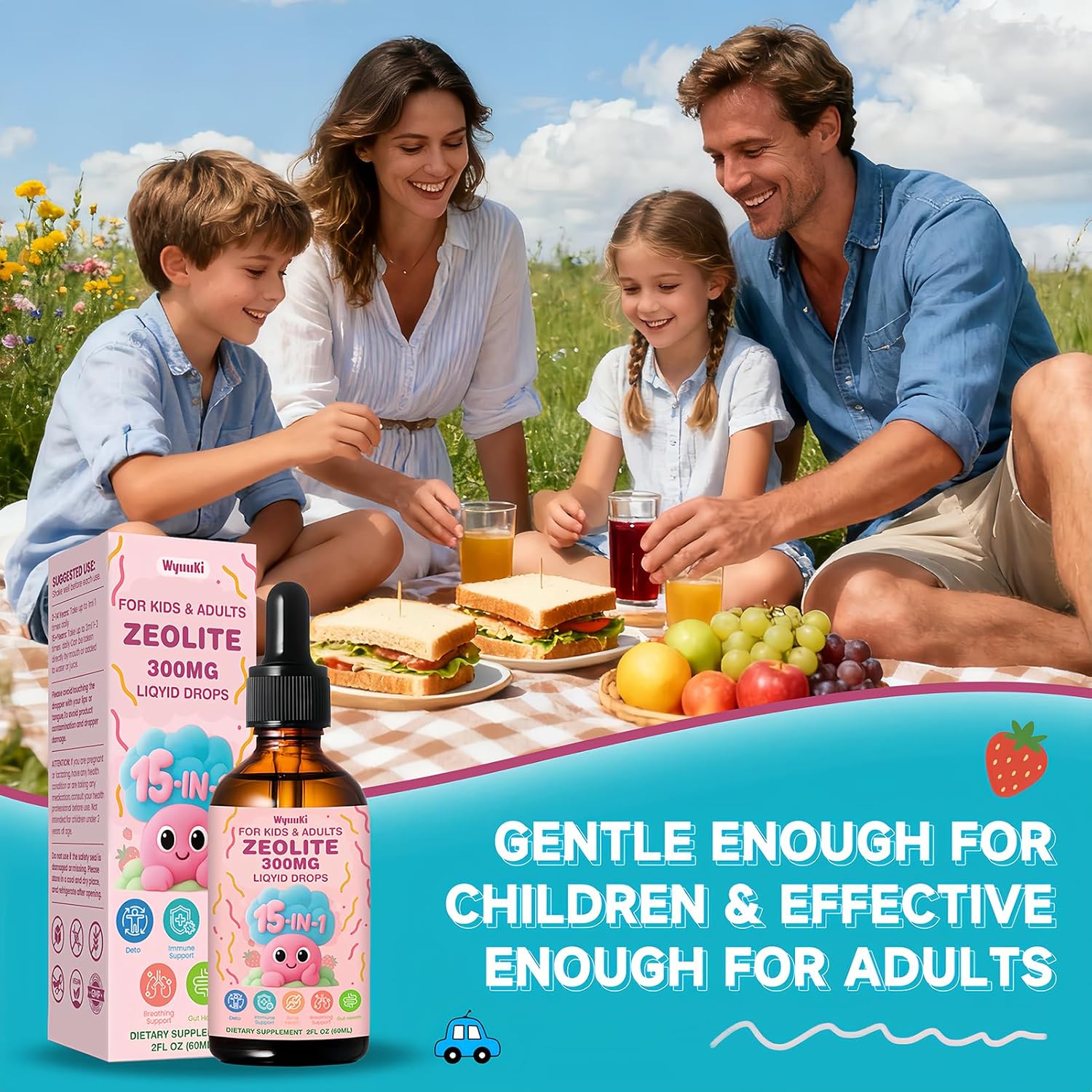 Zeolite Drops 2 Pack Detox for Kids & Adults - 300mg Clinoptilolite, 1000mcg Vitamin B12 C D3, 10 Billion CFU Prebiotics, Seaweed Calcium - Pure Body Cleanse Heavy Metal Gut Energy Bones Immune 120ml - Image 6