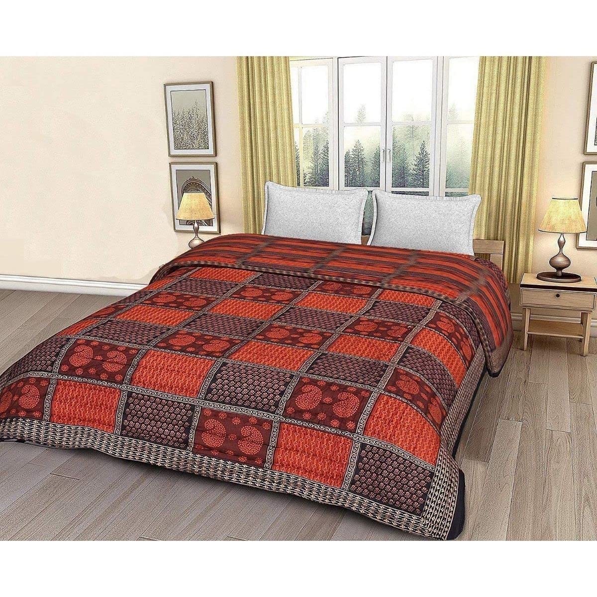 SVT Rajasthani Traditional Jaipuri Single Razai/Quilt/Blanket/ac Comforter (Grey Maroon, Double) (B09N2LSMXG) Amazon Price History, Amazon Price Tracker