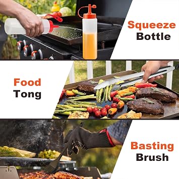 Joyfair 8Pcs Griddle Spatula Accessories for Blackstone, (PP Handles) | Stainless Steel Flattop Griddles Accessory Tool Kit with Metal Spatulas, Burger Turner Flipper For Outdoor BBQ Grilling
