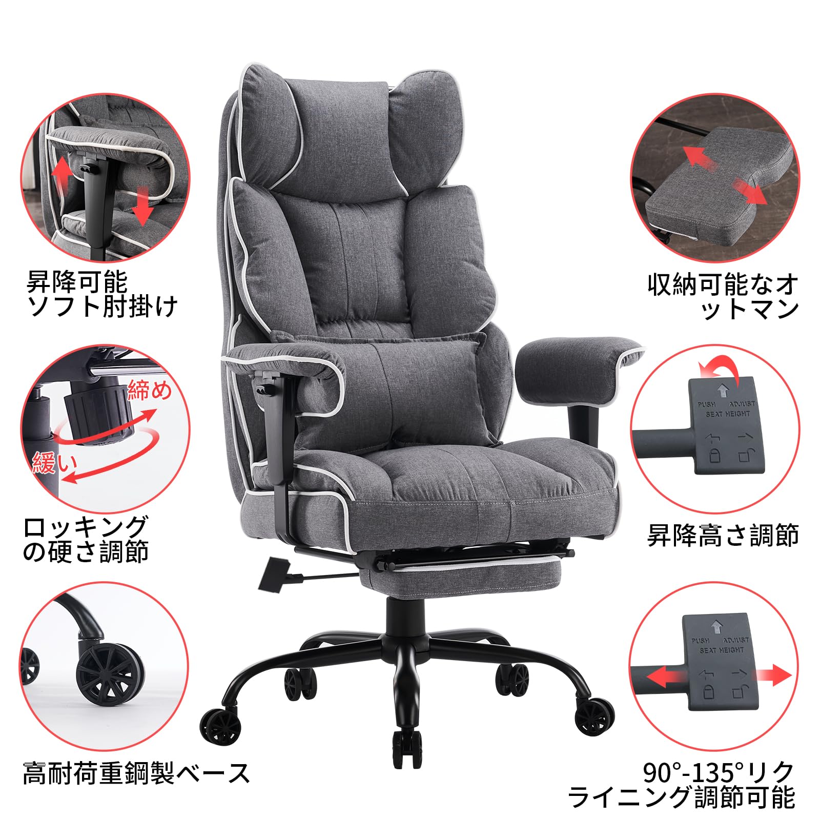 Amazon.co.jp: SKYE ゲーミングチェア ファブリック オフィスチェア