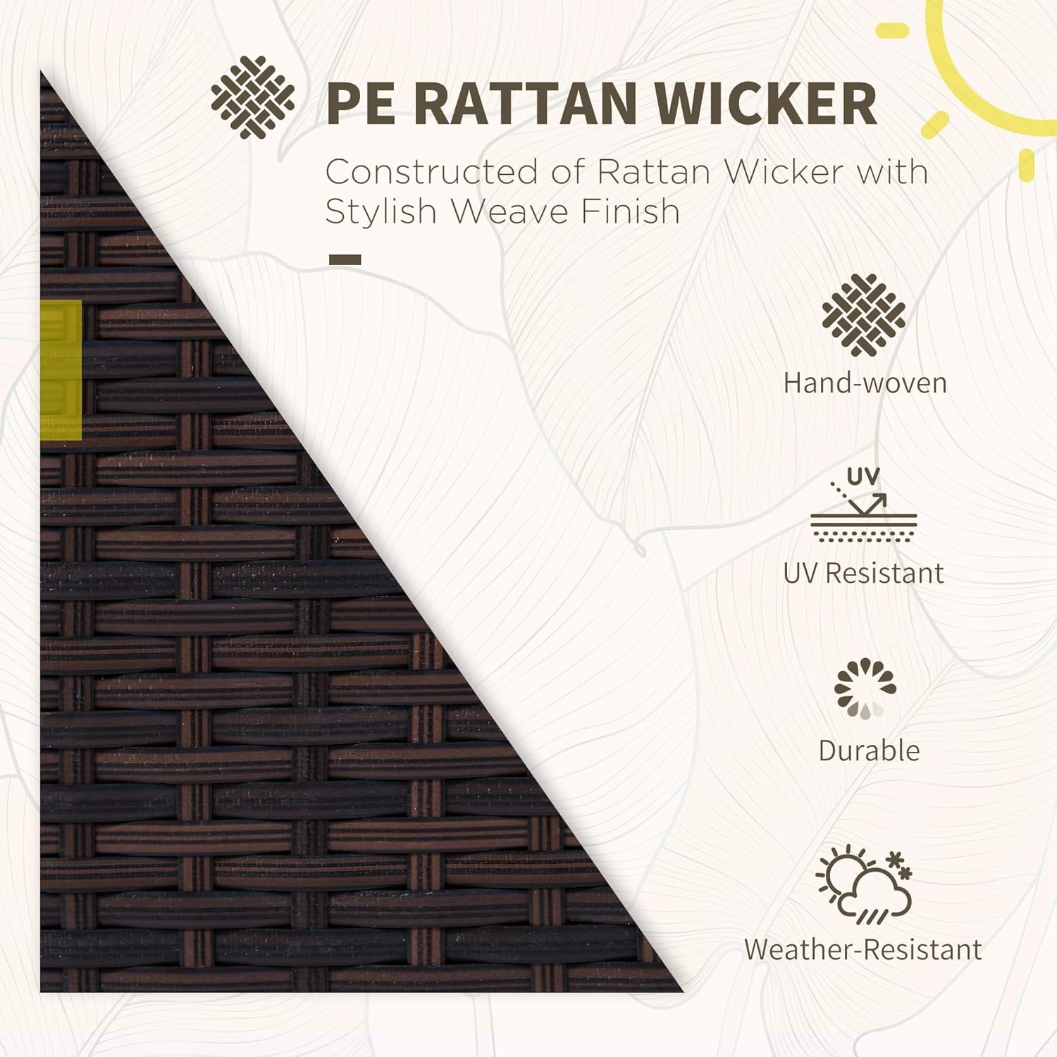 4 Piece Wicker Patio Furniture Set with Cushions Outdoor Sectional Furniture with 2 Sofa Loveseat and Glass Top Coffee Table Conversation Sets for Garden Porch Balcony(Khaki)