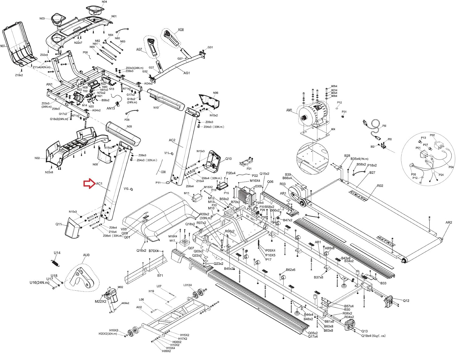 Left Console Mast Set Exreawork 1000449719 Works with Matrix Fitness TM759C-1US TM759 TM785 Treadmill