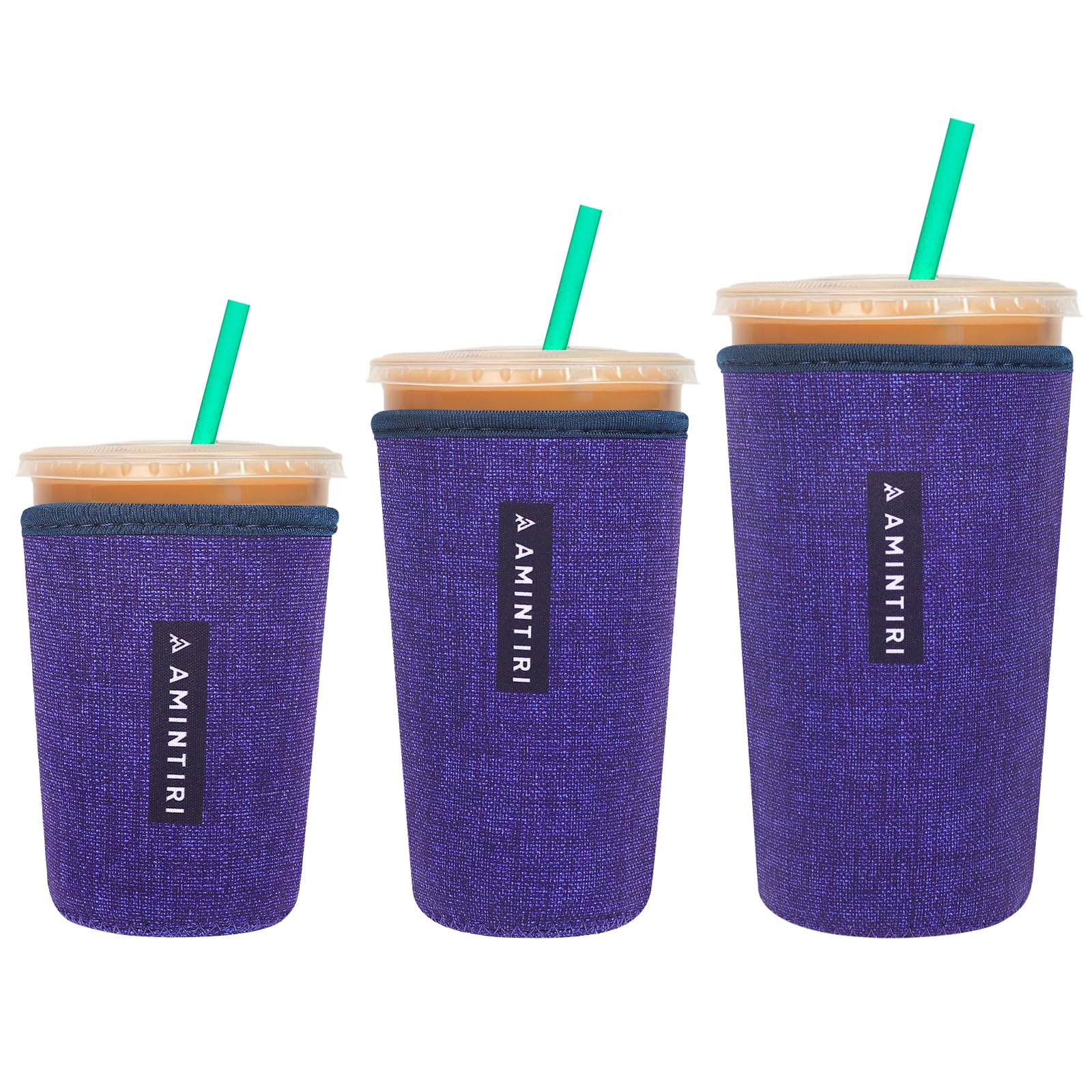 3 Pack Reusable Sleeve for Iced Coffee Cup, Coffee Neoprene Sleeve for Iced&amp;Hot Drinks, Coffee Sleeve Compatible with Starbucks, Dunkin Coffee Cup. (Blue Jean)