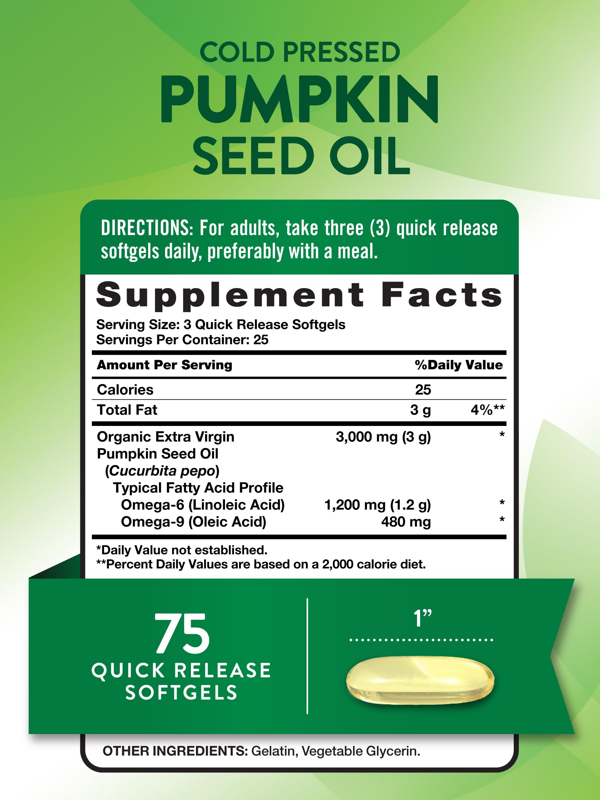 Nature's Truth Pumpkin Seed Oil | 3000mg | 75 Softgels — Amazon image 2