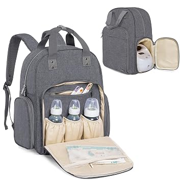 Teamoy Breast Pump Bag, Breast Pump Backpack Compatible with Spectra S1, S2, and Cooler Bag, Pumping Bag with Pockets and 15 Laptop Sleeve for Working Mom, Gray