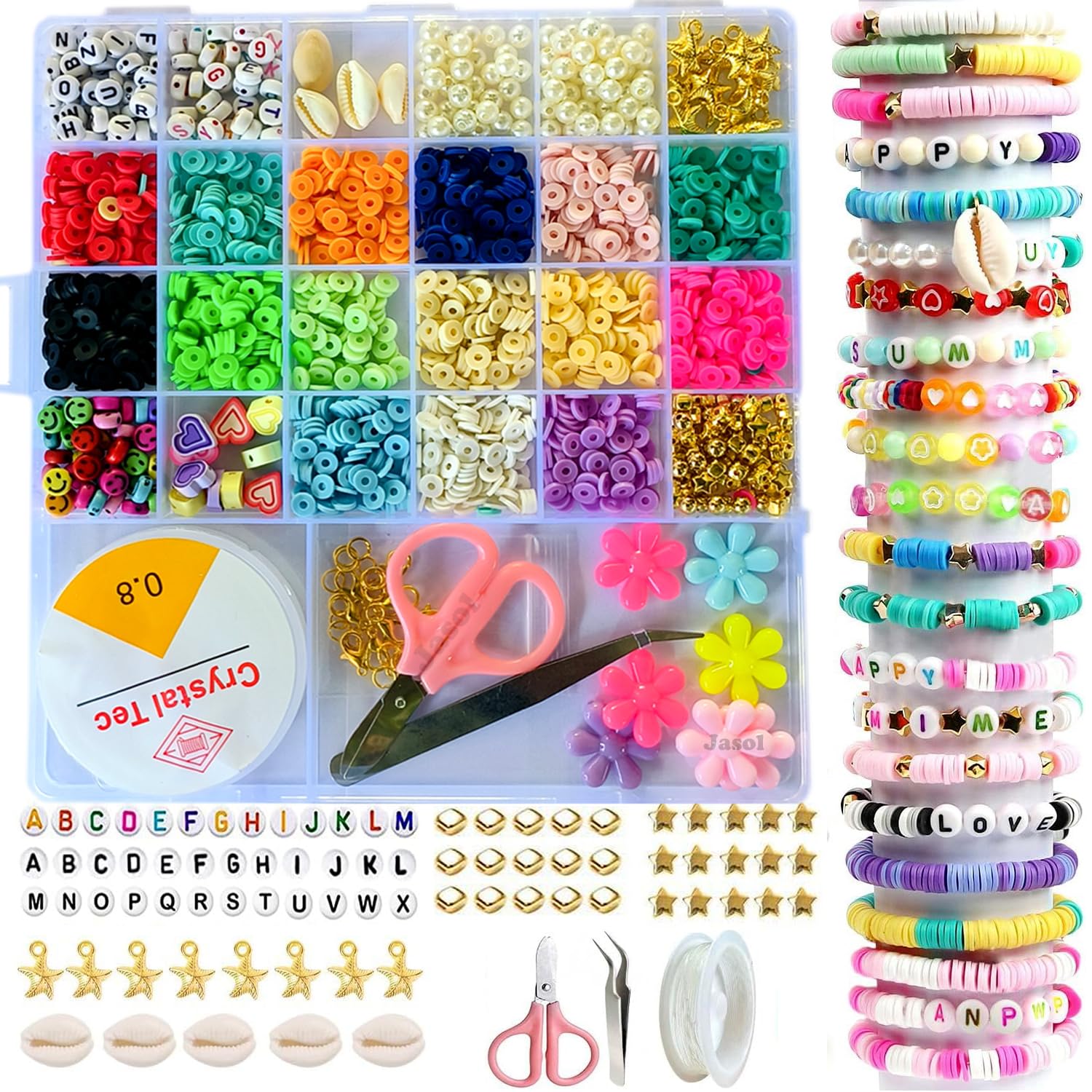 Beadsz Bracelet Making Kit Plastic Beads For Kids Crafts Children'S Jewelry Making Kit Diy Necklace Hairband And Rings Craft Kits Birthday For 4,5,6,7-Year-Old Little Girls(Kit-3),Assorted