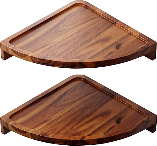 Demigo Floating Round Corner Shelves for Wall 2pcs - Acacia